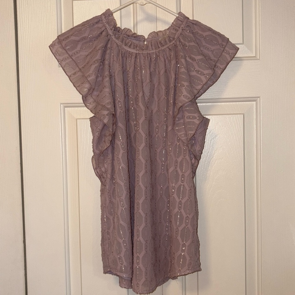 LOFT Frilly Sleeve Shimmer Pattern Top